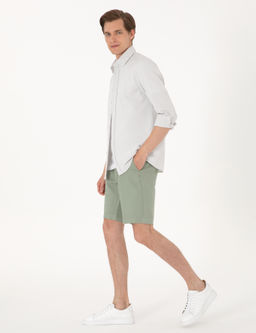 Gri Slim Fit _izgili Uzun Kollu G_mlek