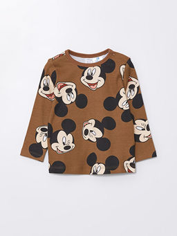 Bisiklet Yaka Uzun Kollu Mickey Mouse Bask?l? Erkek Bebek Pijama Tak?m? - Waikiki фото 2