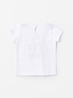 Bisiklet Yaka Bask?l? K?sa Kollu K?z Bebek Ti??rt - Waikiki фото 2