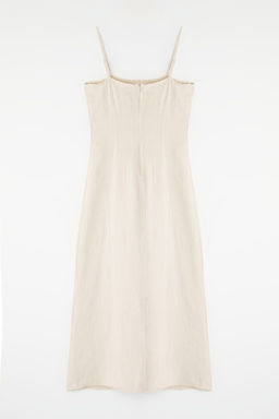 Trendyolmilla Bej %100 Keten Basic Midi Elbise TWOSS25EL00606  фото 14