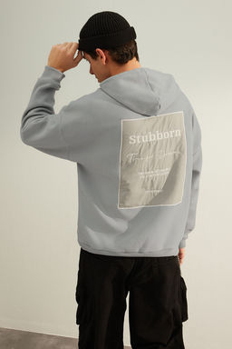 TRENDYOL MAN Premium Gri Oversize/Genis Kesim Ici Polar/S?cak Tutan Kapusonlu Sweatshirt TMNAW24SW00186 - Trendyolmilla фото 18