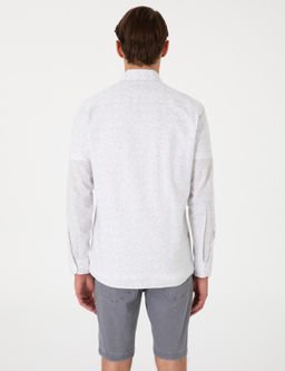 Beyaz Desen Bask_l_ Slim Fit Uzun Kollu G_mlek