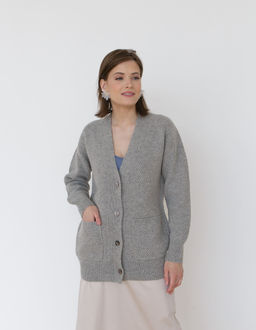 Джемпер из 100% шерсти серый 5W04012