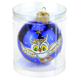 Елочная игрушка шар стеклянная Лесной д6см, ручная художественная роспись, красный/синий/зеленый, подарочная упаковка (Россия) - Домашняя мода фото 5