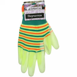 Цена за 12 шт. Перчатки нейлоновые "Радуга" с ПВХ покрытием полуоблитые, салатовые 8 р-р ДоброСад