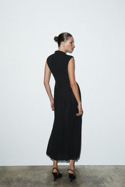 LONG CONTRAST TULLE DRESS - Zara фото 4
