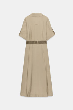VESTIDO MIDI CAMISERO CINTUR?N / Tostado - Zara фото 3