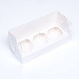 Цена за 2 шт. Коробка для 3 капкейка 24×10×10 см, белый
