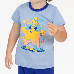 Костюм детский голубой/василек рисунок звезда 7057п (80, 52)