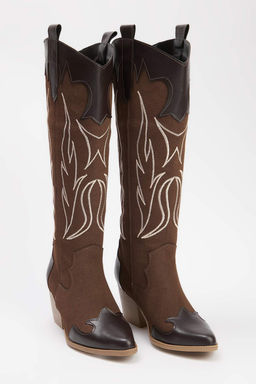 Siyah Isleme Detayl? Kad?n Kovboy Cizme TAKAW26CZ00044 - Trendyolmilla фото 7