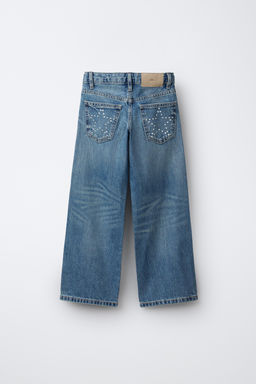 WIDE-LEG JEANS WITH RHINESTONE STARS - Zara фото 2