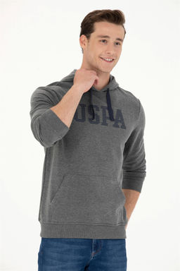 U. S. Polo Assn Мужская базовая толстовка с капюшоном антрацитового меланжевого цвета