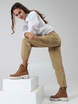 Ботинки 228.V.466be. светло-коричневый замша/Байка