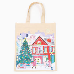 Сумка шопер с алмазной мозаикой Новый год, частичное заполнение