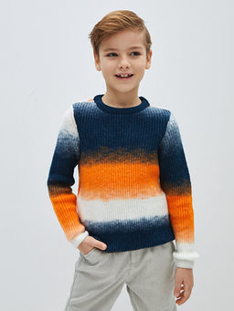 Bisiklet Yaka Renk Bloklu Uzun Kollu Erkek ?ocuk Triko Kazak - Waikiki фото 2