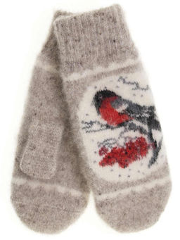 Варежки женские "Снегирь в рамке" КРУГ 3445-6