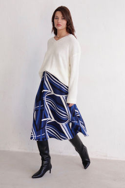 11047 Юбка А-силуэта синяя с принтом - Martichelli фото 8