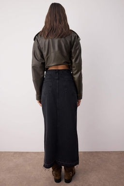 TRENDYOLMILLA Koyu Mavi More Sustainable Y?rtmacl? Maxi Denim Etek TWOSS23ET00289 фото 16