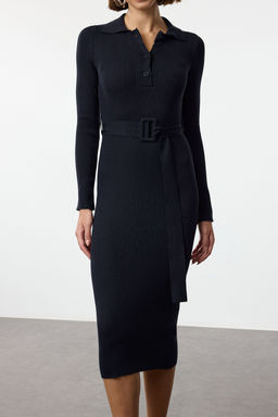 TRENDYOLMILLA Lacivert Maxi Kusakl? Triko Elbise TWOAW25EL00442  фото 4
