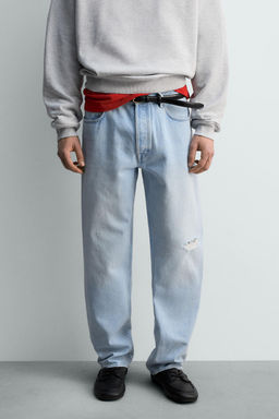 RIPPED STRAIGHT-LEG JEANS - Zara фото 19