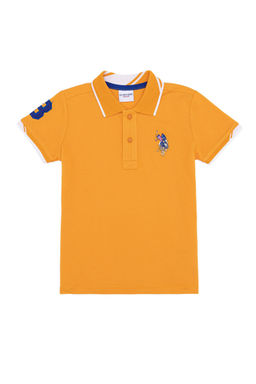 Темно-желтая футболка с воротником поло для мальчиков Basic - U.s. polo assn фото 5
