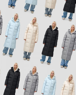 Пальто утепленное стеганное зимнее с капюшоном женское голубого цвета 9620Gl - Mtforce фото 20