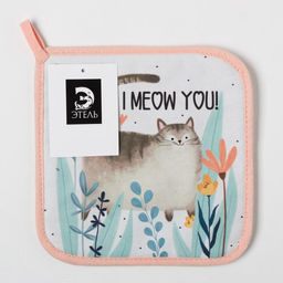 Цена за 2 шт. Прихватка I meow you 19х19 саржа,100% х/л,ватин 250г/м2 - Этель фото 4