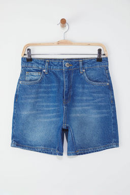 TRENDYOLMILLA Beyaz Yuksek Bel City Boy Denim Sort TWOSS25SR00172  фото 5