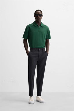 TEXTURED WEAVE POLO SHIRT WITH ZIP - Zara фото 11