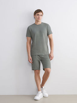 Bisiklet Yaka K?sa Kollu Penye Erkek Dokulu Ti??rt