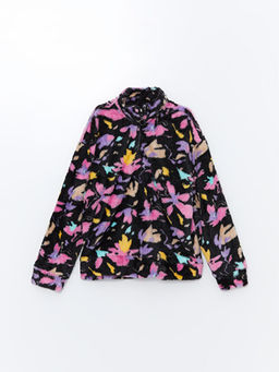 Dik Yaka Pel?? K?z ?ocuk Fermuarl? Sweatshirt