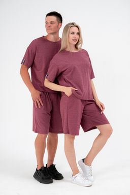 Костюм из футера унисекс бордо-меланж - Амадэль фото 15