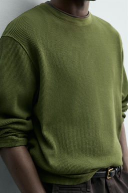 CAMISETA ESTRUCTURA WAFFLE / Khaki - Zara фото 6