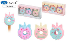 Набор ластиков 6шт. "Пончик mini" диам. 1шт. 3см, с отверстием под карандаш (QH-8429) в ПВХ уп.