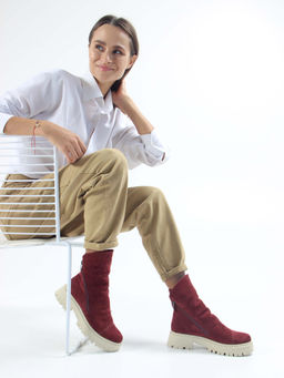 Ботинки 233.2094be. Бордо замша/Шерсть