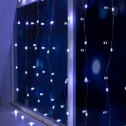Гирлянда Занавес 1?1 м роса, IP20, серебристая нить, 100 LED, свечение белое, 12 В - Luazon lighting фото 3