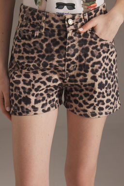 TRENDYOLMILLA Cok Renkli Leopar Bask?l? Yuksek Bel Denim Sort TWOSS25SR00076 фото 3