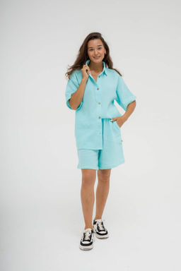 МУСЛИН! Женский костюм с рубашкой,  ментол - Knitka wear фото 2