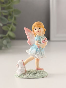 Фигурка полистоун Девочка-фея с кроликом, охапкой цветов, 5.5?4?9 см