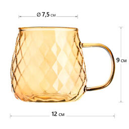 Цена за 2 шт. Кружка Кристалл, стекло 350 мл, карамель (упаковка 2 шт)