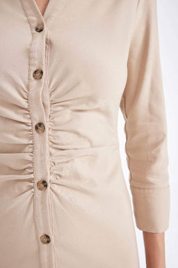 Бенгалинское платье миди с короткими рукавами - Defacto фото 8