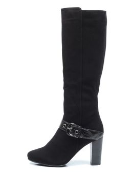 02-MB051-211M BLACK Сапоги зимние женские (натуральная замша, натуральный мех (еврозима))