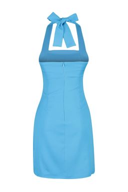 Mavi Vucuda Oturan Boyundan Baglamal? Mini Dokuma Elbise TWOSS23EL01724