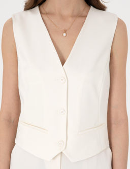 Beyaz Slim Fit Yelek