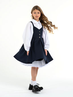 Синий школьный сарафан Mooriposh, модель 0247 фото 9