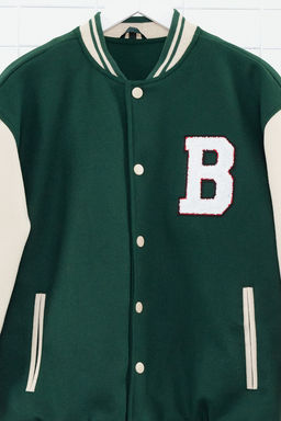 TRENDYOL MAN Siyah Unisex Regular Fit Bomber Yaka Kolej K?sl?k Mont TMNAW24MO00017 - Trendyolmilla фото 15