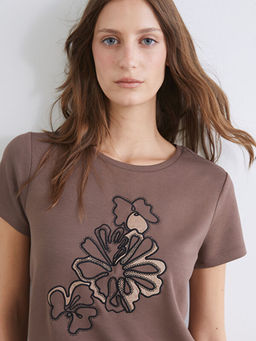 Bisiklet Yaka Nak??l? Kad?n Ti??rt