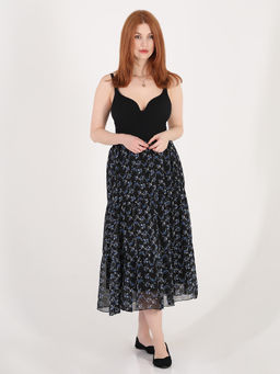 Многоярусная юбка больших размеров шифон - Almond фото 2