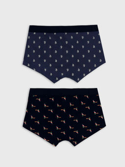 Трусы мужские боксеры мультипак (2 шт.) в черном и синем цвете с птичками птицы на черном +орнамент на морском 411188-2 - Mark formelle фото 6