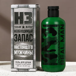 Гель для душа 23 Февраля, 300 мл, аромат сандала и бергамота, HARD LINE